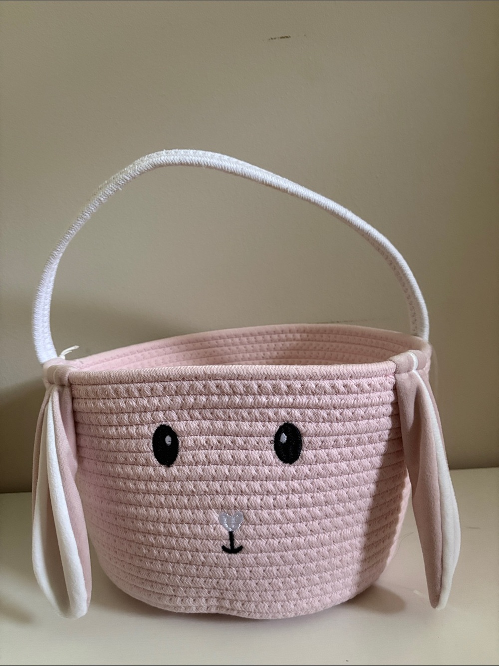 Pink Bunny Ear Kids Basket with Handle